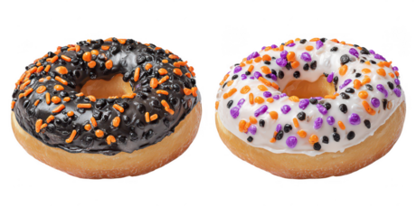 Halloween Spooky Decorative Donuts Bread on Transparent Background