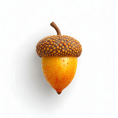 Golden Acorn with Water Droplets 3d rendered, isolated on transparent background