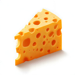 Swiss cheese wedge, isolated on transparent background