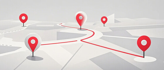 Red navigation location map route business office illustration design