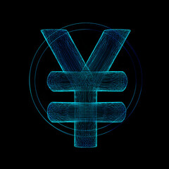 Yen Symbol Wireframe, isolated on transparent background