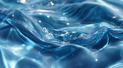 Blue Shiny Flowing Liquid Abstract