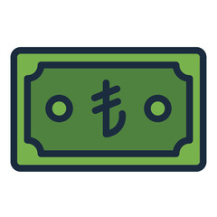 turkish lira filled line icon used for banknote currency and finance