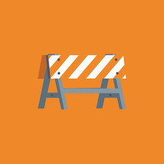 vector of a striped construction barrier or road block, symbolizing construction site, danger, warning, work in progress, or restricted access.