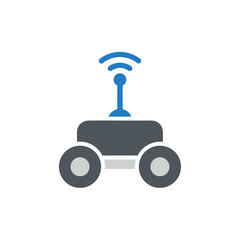 vector of a robotic rover car with an antenna for communication, representing technology and exploration.