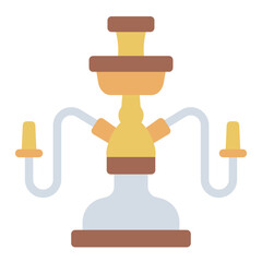 hookah flat icon used for smoking at cafe or cultural lounge