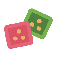 lokum flat icon showing sweet turkish delight in cubes