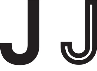 Letter J typography design element, black font shapes on a white background