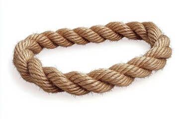 Obraz premium thick natural brown twisted rope shaped into an irregular loop on white background