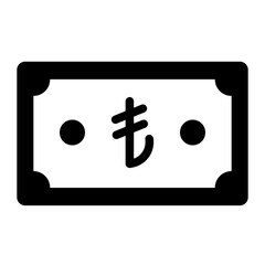 turkish lira glyph icon used for banknote currency and finance