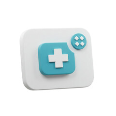 Fototapeta premium A stylized rendering of a medical symbol with a plus sign and notification icon suggesting new health information.