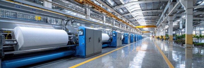 A factory with a large machine in the middle