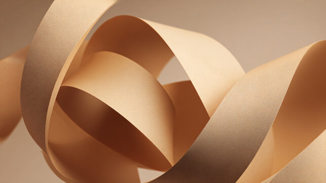 Beige Curved Wooden Abstract Sculpture