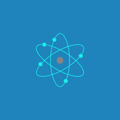 vector of a simplified atom model with orbiting electrons, representing science, physics, and the fundamental building blocks of matter and energy.
