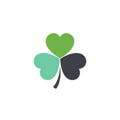 vector of a three-leaf clover, a lucky shamrock symbol of good fortune, Ireland, and St. Patrick's Day, with colorful leaves.