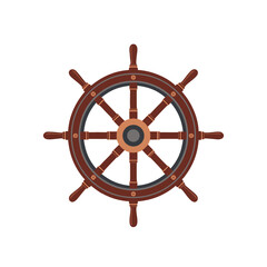 vector of a classic wooden ship's wheel, symbolizing navigation, control, leadership, and maritime adventure on the open sea.