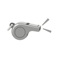 vector of a silver whistle emitting sound waves, commonly used in sports, training, and emergency signaling.