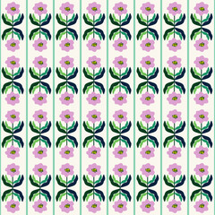 Set of pink lips and pink hair with white and pink hair variations in a floral vector pattern design