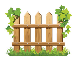 A Rustic Wooden Fence and a Tree with Green Leaves in a Garden