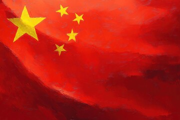 Red textured background with five yellow stars arranged in an arc pattern, evoking a sense of nationalism and cultural symbolism