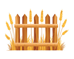 Rustic Wooden Fence with a Golden Wheat Field