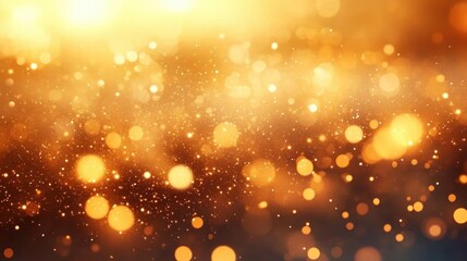 Golden glowing particles and light orbs floating in a warm, radiant, and sparkling ambiance creating a magical and festive atmosphere
