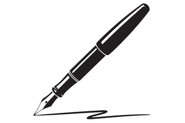 Black fountain pen vector minimalist silhouette icon illustration with white background
