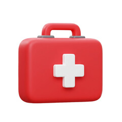 A vibrant red first aid kit with a prominent cross symbol ready to provide immediate care and assistance for emergencies.