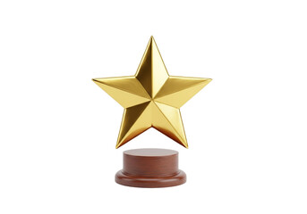 A gleaming gold star trophy stands proudly atop a rich wooden base symbolizing achievement and recognition.