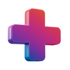 Obraz premium A vibrant three-dimensional plus sign rendered with a smooth gradient of colors suggesting positivity and addition.