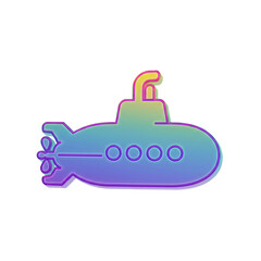 A vibrant illustration of a submarine with a gradient color scheme suggesting underwater exploration and maritime themes.