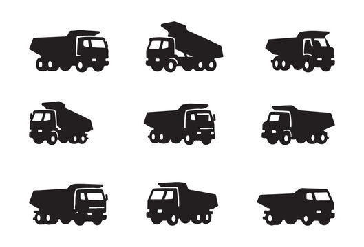 Tipper truck silhouette vector collection