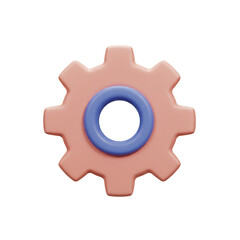 A rendered gear icon featuring a central blue ring suggesting settings or configuration options for digital interfaces.