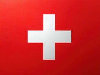 Obraz premium Red background with a centered bold white cross symbol, representing a simple and strong geometric design