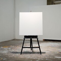 Blank Canvas on Easel in Studio Ready for Artistic Creation