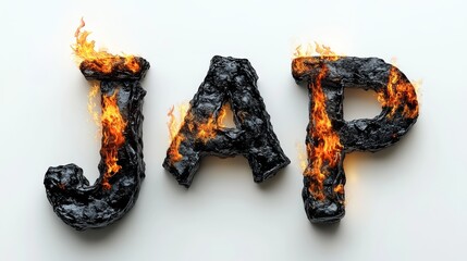 Realistic Black Fire Alphabet