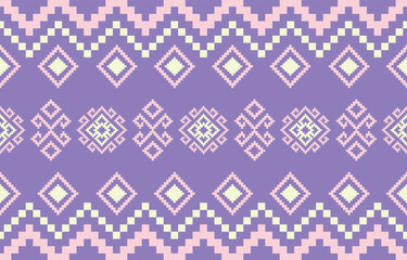 Christmas and New Year colorful seamless pattern, fairytale pixel pattern in colorful with Nordic snowflakes for winter hats, ugly sweaters, jumpers. wallpaper, paper or other design