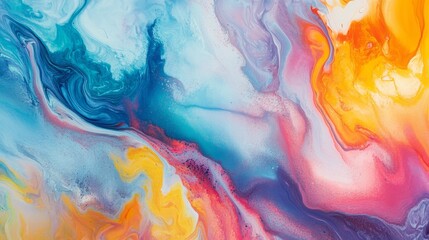 Abstract acrylic painting with bold brushstrokes in vibrant colors