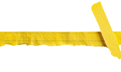 Ripped yellow paper strip with a wooden stick