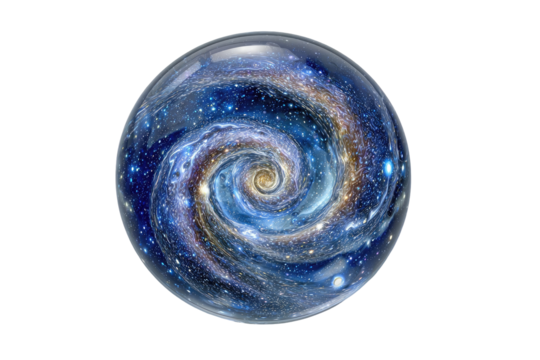 A crystal sphere containing a spiral galaxy