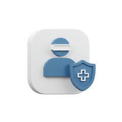 A stylized illustration depicts a person protected by a shield suggesting health security and privacy in a digital environment.