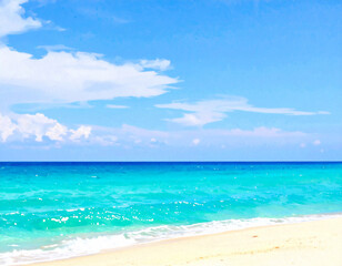 Fototapeta premium 青空と青い海 AI生成素材