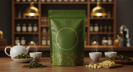 Elegant Olive Green Bag &ndash; Rustic Tea Shop Interior
