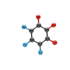 A detailed three-dimensional molecular model showcases the intricate arrangement of atoms and chemical bonds.