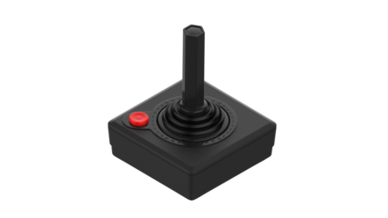 Black joystick arcade play game old classic retro isolated in transparent background