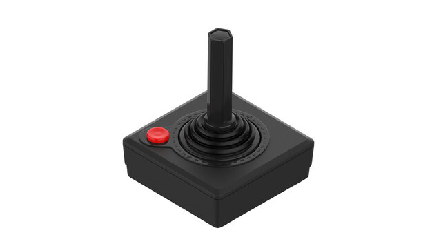 Black joystick arcade play game old classic retro isolated in transparent background