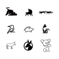Animal Icon Collection of Bull, Wolf, Koala, and Donkey