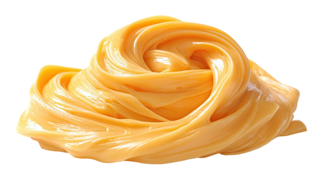 A mound of smooth, golden-tan, pliable substance