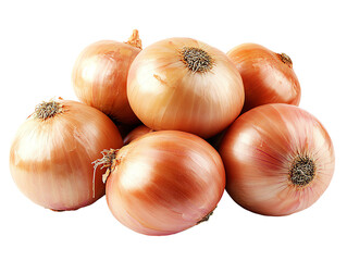 Fresh Yellow Onions Piled on Transparent Background for Cooking and Food Preparation