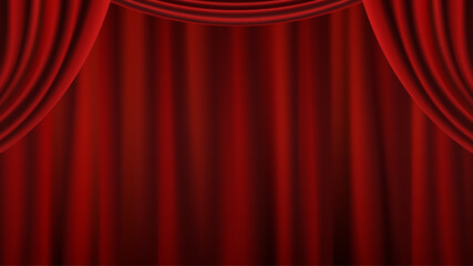 Fototapeta premium 赤いカーテン 背景 舞台幕 ベクターイラスト | 高級感 クラシック ビンテージ バナー 年末年始